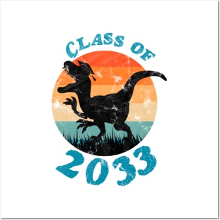 Class of 2033 Dinosaur Funny Design Distressed Posters and Art